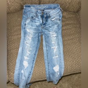 american eagle light jeans with holes